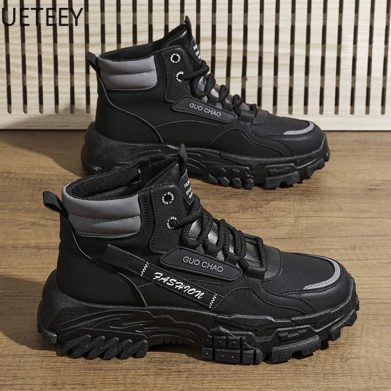 Hot Sale Winter Boots Men's Boot Velvet Thickening Trendy High Tops All-match Wear-resistant UETEEY Soft Comfortable Safety Shoe