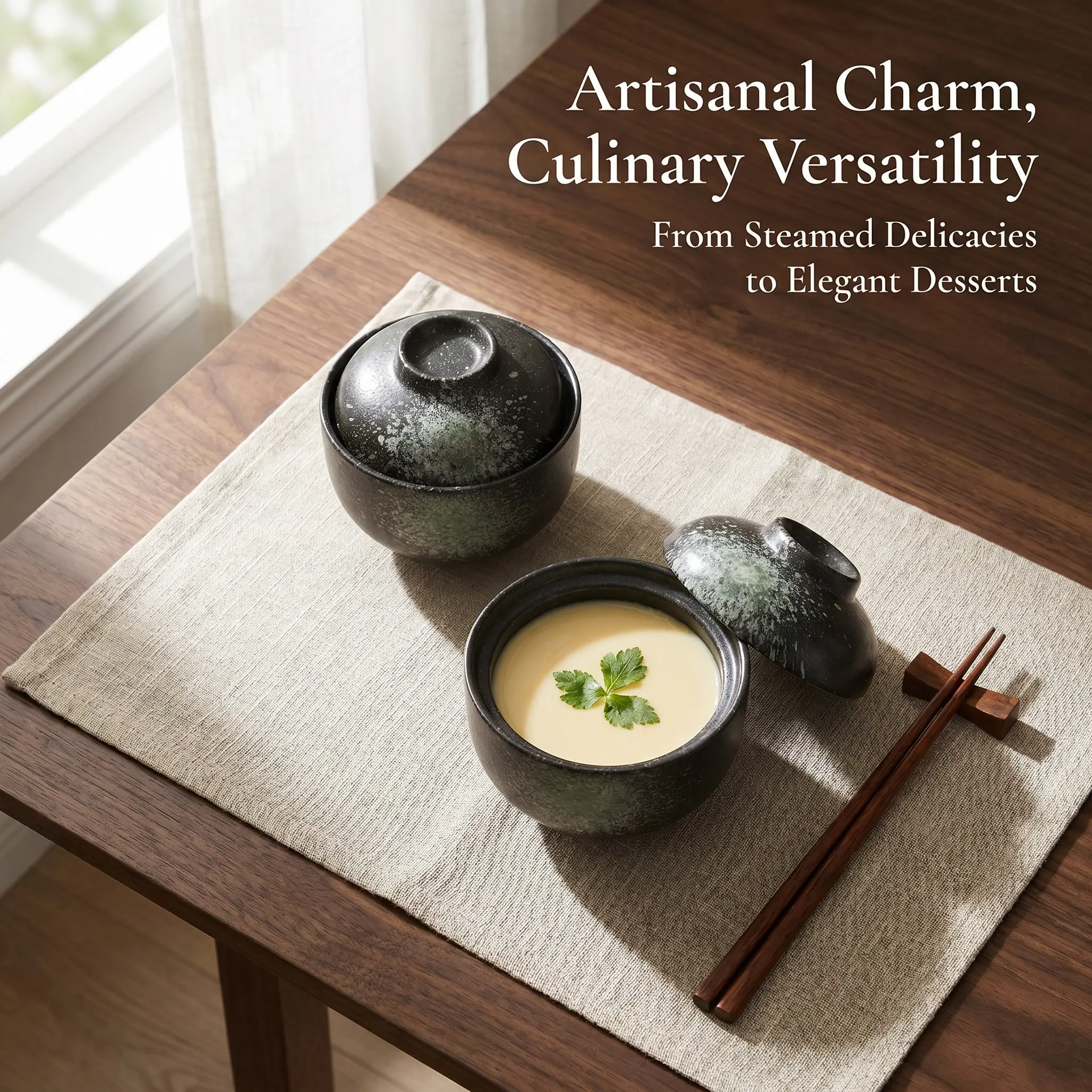 Ceramic Stew Pot Japanese Style Lidded for Steaming Egg Soup Desserts Edible Bird's Nest Yogurt Fruit Salad Kitchen Essentials