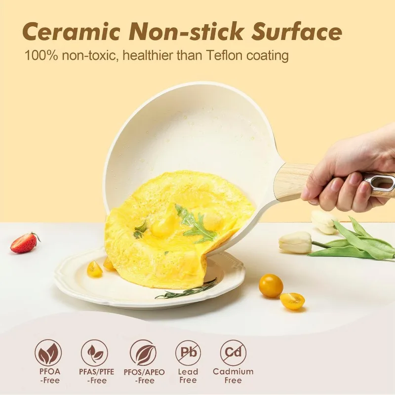 

Ceramic Cookware Sets, Pots and Pans Set Non stick, 14 Piece Induction Cookware, Non toxic Healthy Non Stick Kitchen Cooking Set