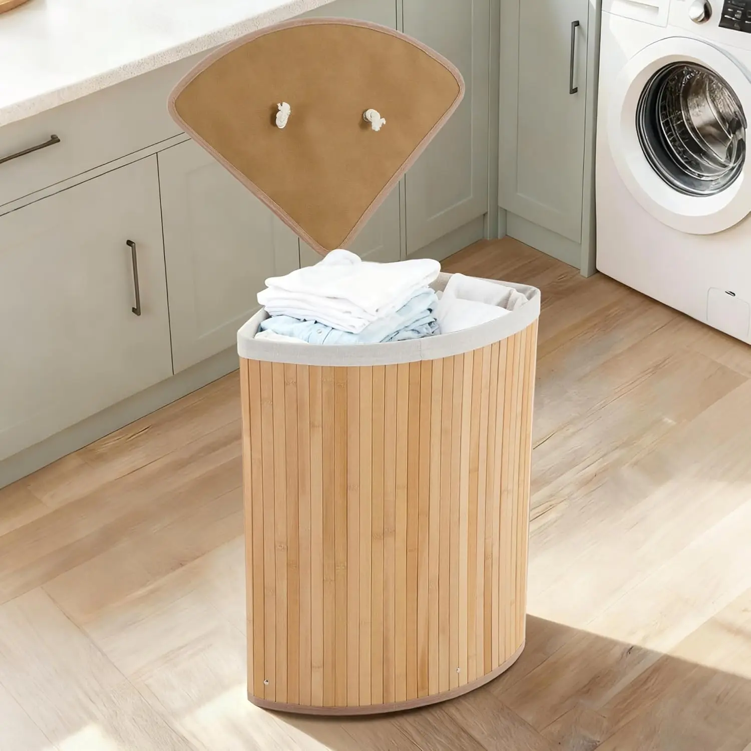 58L Bamboo Laundry Hamper with Removable Liner