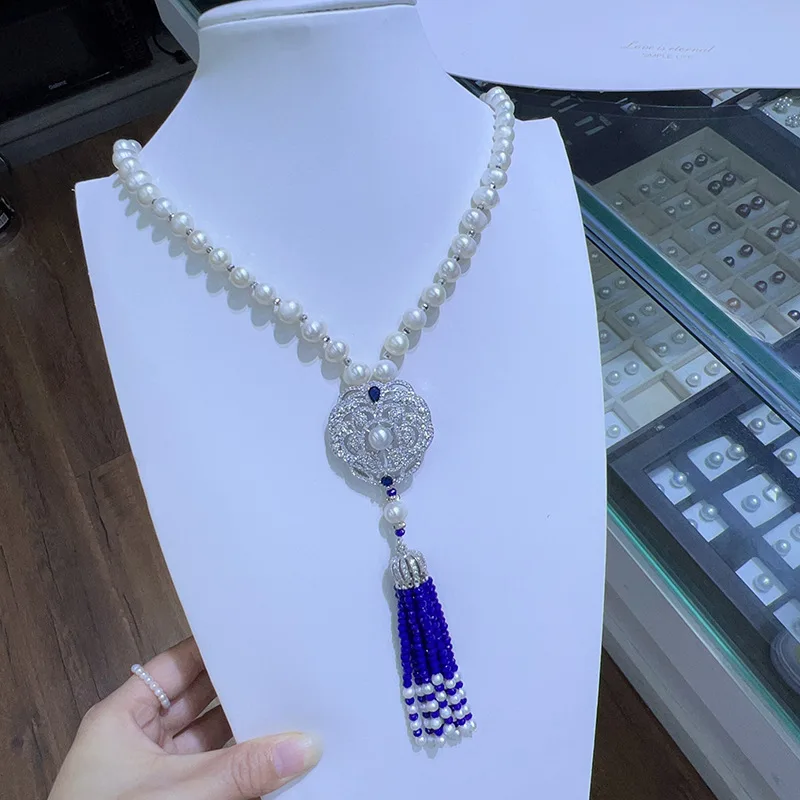 

All-Season Necklace Sweater Chain with Strong Aura and Pearls