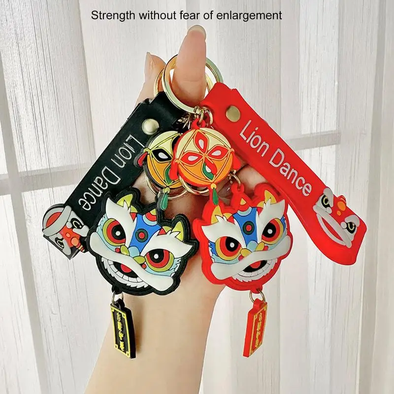 Chinese Animal Keychain Chinese Dance Lions Keyring Charm For New Year Bag Pendant Charm Decorative Car Decor Key Chain Pendant