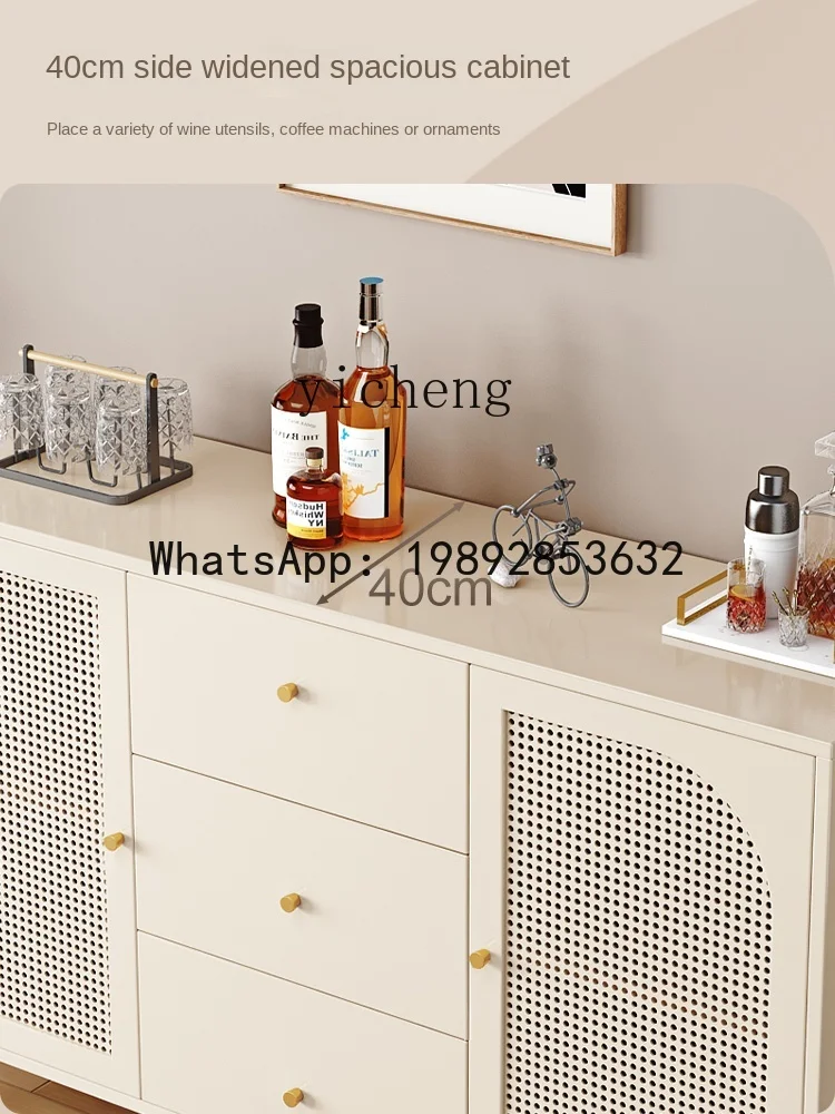 Rattan Wine Cabinet Display Cabinet Home Living Room Wall Locker Modern Minimalist Glass Storage Entrance Cabinet
