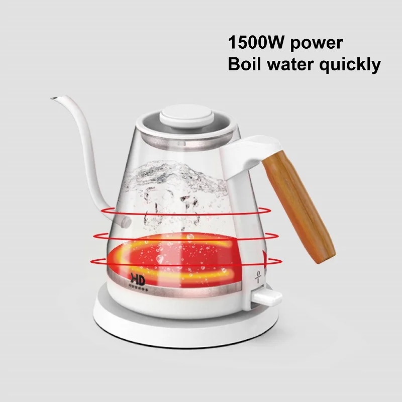 1500W Electric Gooseneck Coffee Pot Home Electric Kettle Auto Power Off 800ml Kung Fu Teapot Suitable For Tea/Coffee Office Po