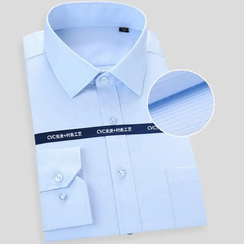 High Quality Cotton Men's Long Sleeve Dress Shirt 2024 New Style Thickened Fleece Lined  Collar Autumn Season Special Wid...