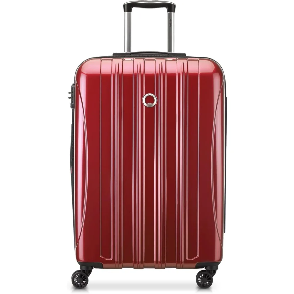 Equipaje giratorio rígido expandible mediano de 24 pulgadas con diseño Aero en rojo ladrillo, ideal para viajar