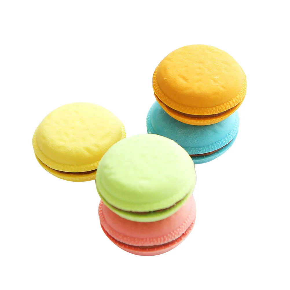 5 szt. Urocze gumki do mazania w kształcie makaroników, kawaii zestaw artykułów papierniczych, gładkie pisanie, korekcja dla uczniów, zabawne narzędzia do nauki, gumka do ołówka