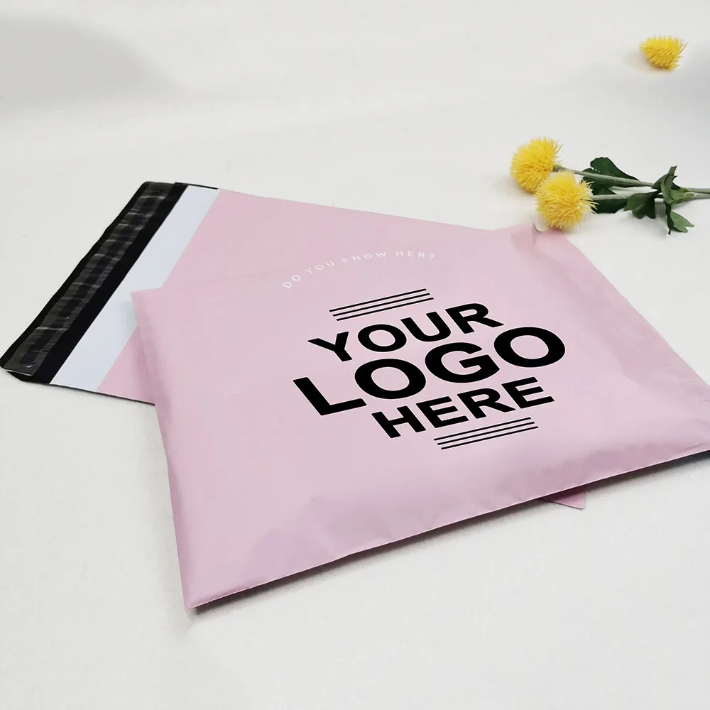 30/50/100 Stück rosa matte Express-Tasche, wasserdichte Versandtasche, Geschenktasche, Kleinunternehmen, Markenlogo, individueller Druck – Detail 4