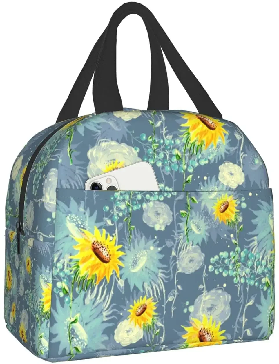 Sunflower Lunch Bag All Seasons Reusable Insulated Meal Prep Container Thermos for Hot Food Lunch Box Tote Bags For Work School