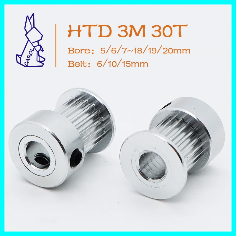 30Teeth HTD 3M Timing Pulley Bore 5/6/7~18/19/20mm For Width 6/10/15mm Belt Gears 3M Pulley Timing Belt 30T Synchronous Wheels