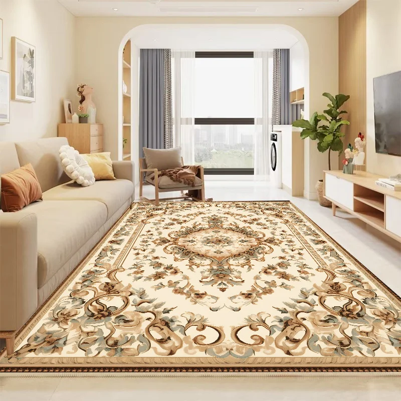 

European Style Gorgeous Carpet for Living Room Golden Luxury Area Rug for Bedroom Washable Home hall Decoration Soft Floor Mat