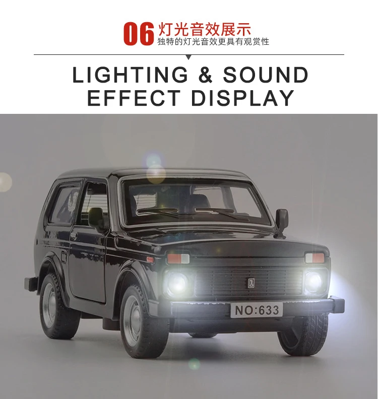 Diecast 1:32 Alloy Model Car Lada Niva Jeep Miniature Metal Retro Vehcile Classic Simulation Collection New Gift for Boy Hottoys