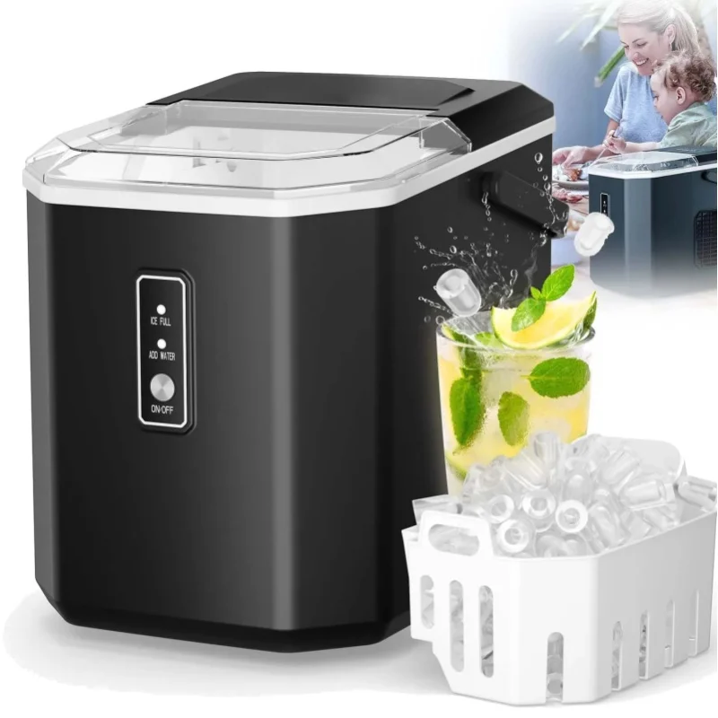 Tisch-Eiswürfelbereiter, tragbare Eiswürfelmaschine mit LED-Bedienfeld, 1,2-Liter-Wassertank, tragbare Eismaschine für Zuhause, Küche, Büro und Party.