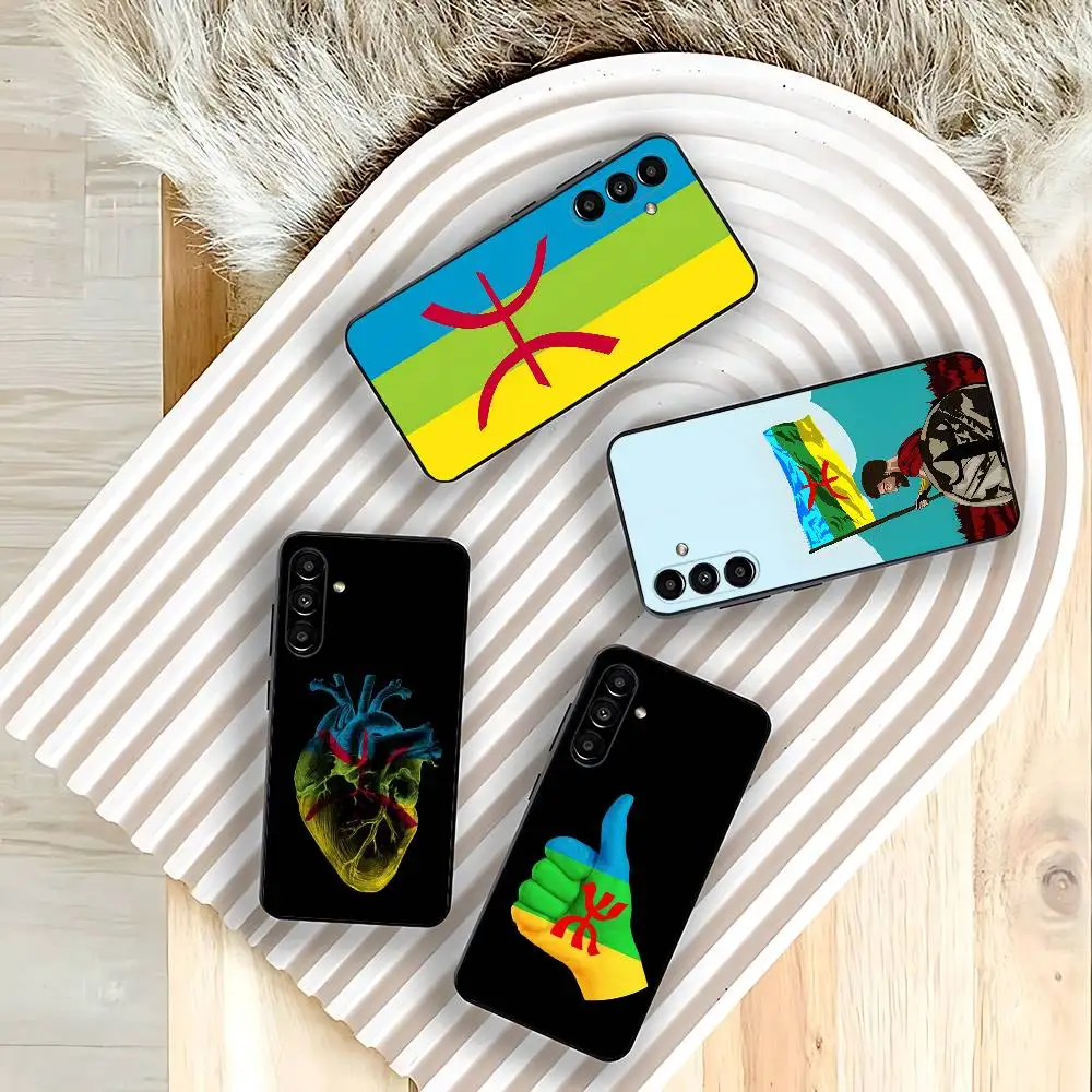 

Amazigh Berber Flag Art Phone Case For Samsung Galaxy A73,31,32,72,41,53,52,71,22,5G,Note,J7,8,9 Soft Black Cover