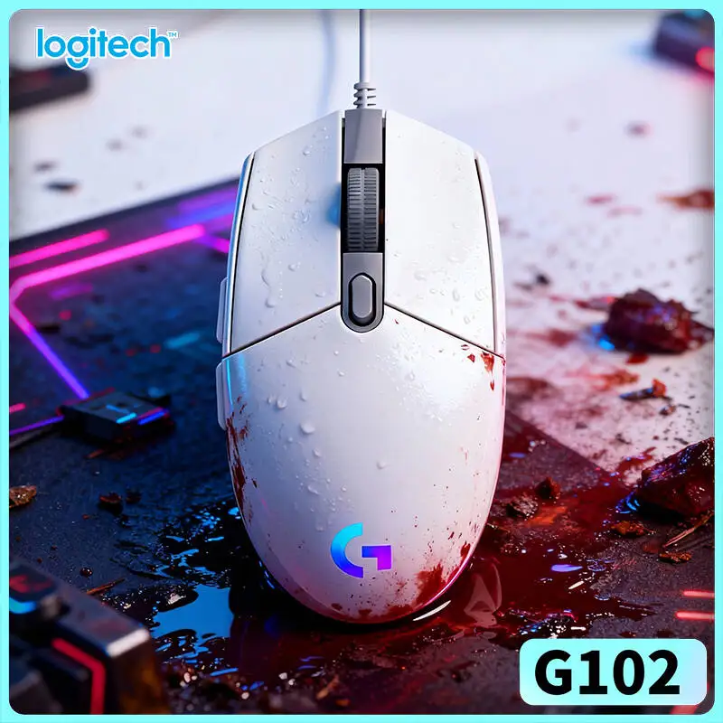 Logitech G102 Prodigy Mouse, 8x Faster Than Standard Mice, Mechanical Buttons, RGB Colors, 6 Programmable Keys for PC
