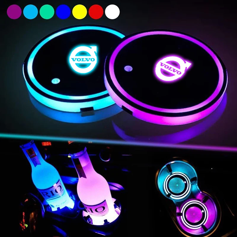 

2PCS Car LED Water Cup Mat Drink Holder For Volvo XC40 XC60 XC70 XC90 C30 C70 S40 S60 S80 S90 V40 V50 V60 V70 V90 T5 T6 T8 AWD