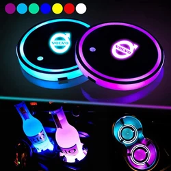 2PCS Car LED Water Cup Mat Drink Holder For Volvo XC40 XC60 XC70 XC90 C30 C70 S40 S60 S80 S90 V40 V50 V60 V70 V90 T5 T6 T8 AWD