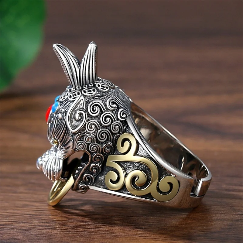 Retro Wealth Divine Beast Pixiu Ring Men's Jewelry Fashion Personality  Opening Adjustable Ring Male Finger Accessories