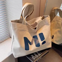 Canvas Totes Letters Printed Large Capacity Handbags Women Bag Light Casual Storage Shoulder Bags Storage Shopping Mummy  Bags