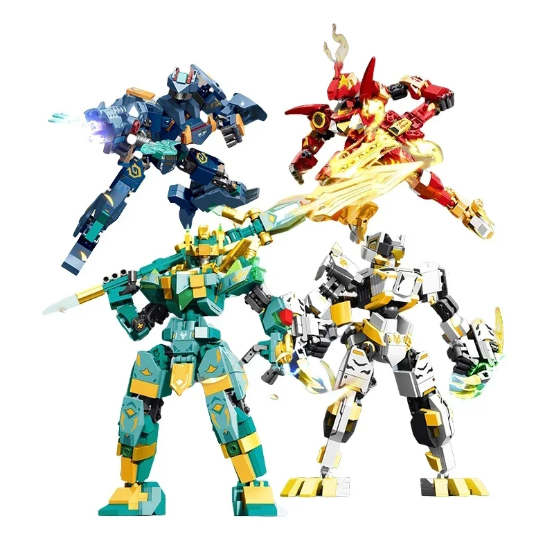 

4 Styles Creative Mythical Beast Mini Blocks Children's Toys Mecha Morphing Robot Model Educational Assembly Building Blocks