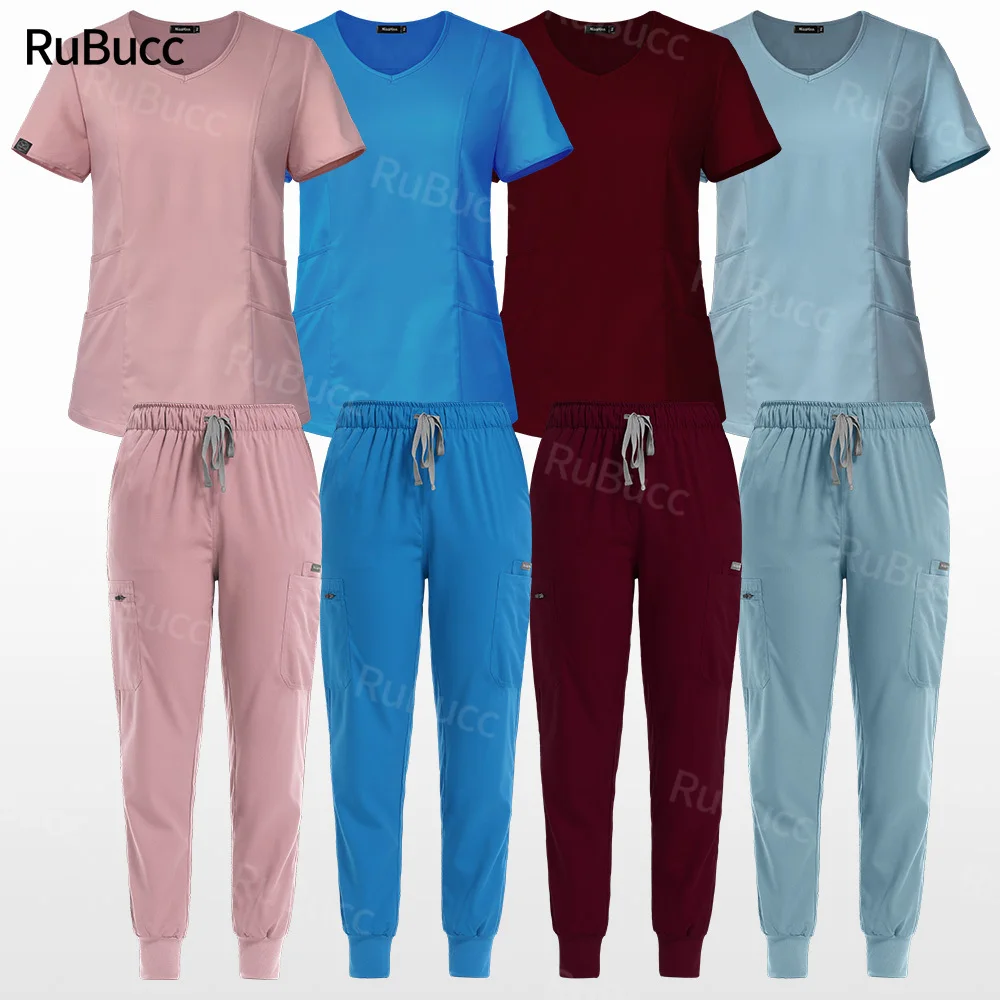 Stretch Medical Scrub Uniforms Jogger Suits Lab Uniforms Hospital Clinical Surgical Work Clothes High Quality Nurse Surgery Sets