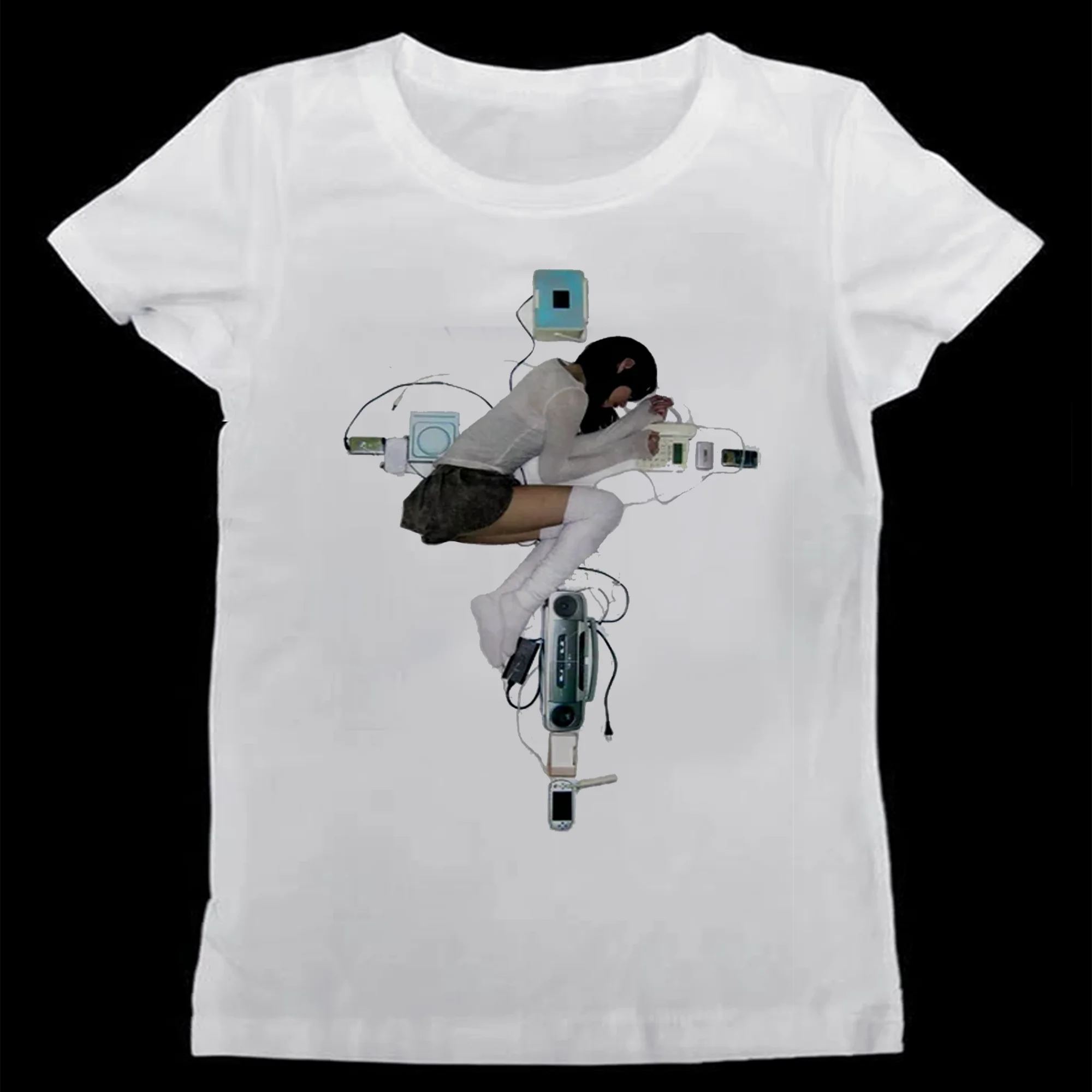 Y2k Anime Streetwear O-neck 90s Text Printing T-shirt Yandere Women Harajuku Clothes Simple Vintage Tee Hot Girl Goth Casual Top