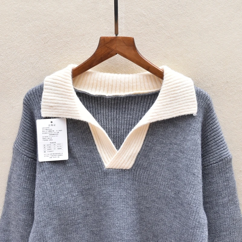 Thiened Long Sve  Ne Knitted Sweater Women's Autumn Winter Faion Versatile Warm Pure Color Crew Ne Top