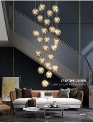 Modern Spiral Staircase Pendant Lamp Lustre Living Room Duplex Villa Loft Free Shipping Home Decoration Restaurant LED Lamp