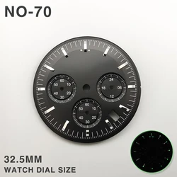 32.5mm watch dial black & white blue gray green luminous dial with VK63 quartz movement