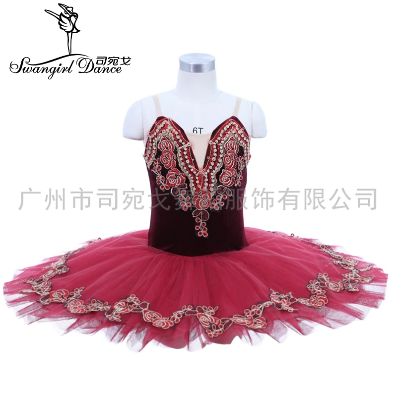 burgundy princess florina ballet tutu costume girls professional ballet stage costume tutu PPL19082