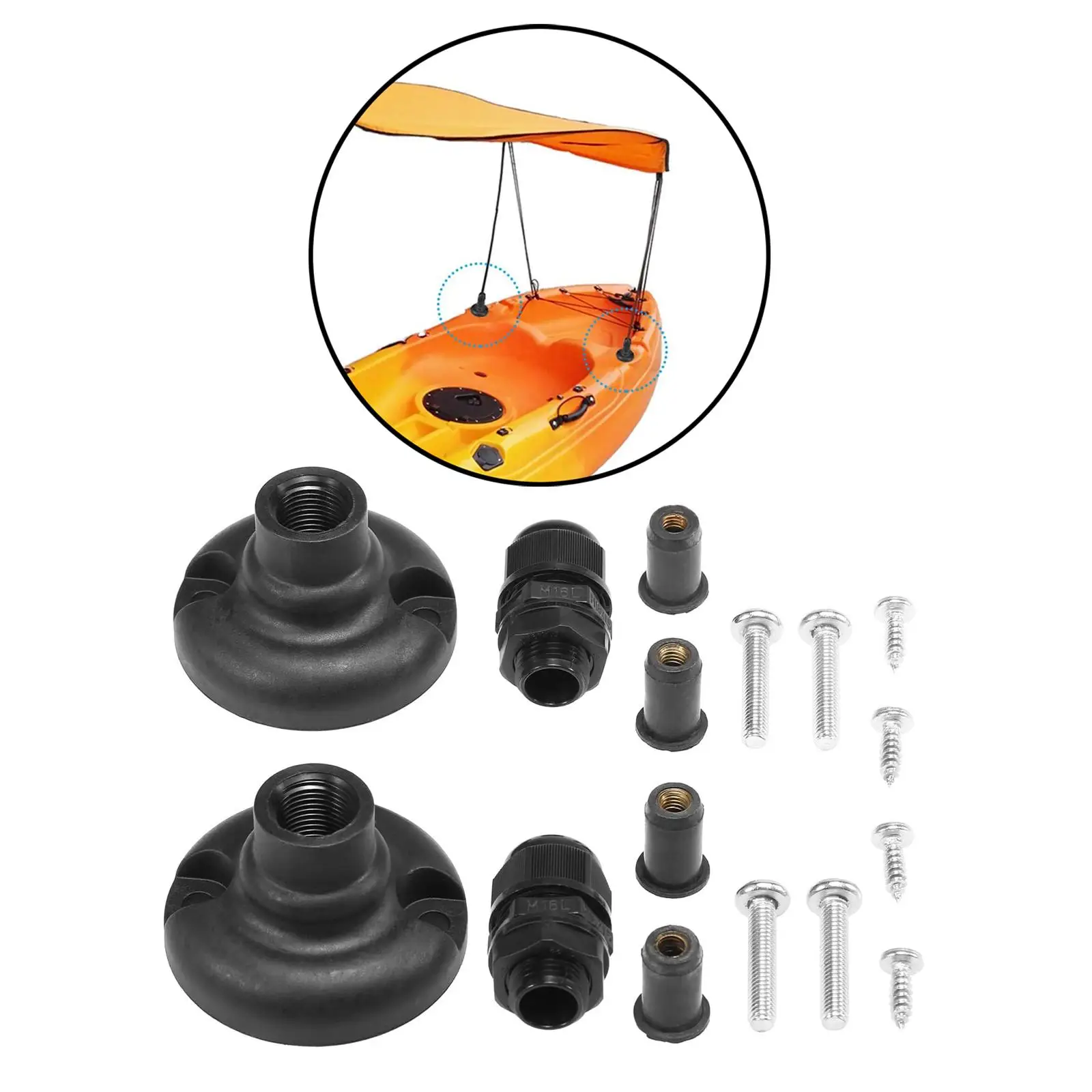 Durable Kayak Sun Shade Canopy Mount Base Kayaking Hardware Easy to Install Replacement for Boat Sailboat Awning Rain Canopy