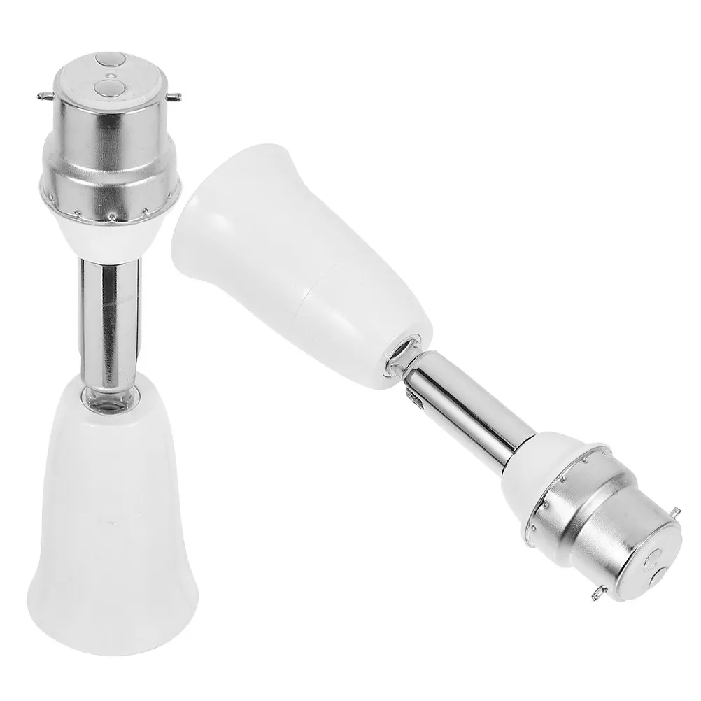 2Pcs B22 to E27 Adjustable Light Socket Extender Lamp Holder Adapter 4.5 Inch Vertical Horizontal Light Bulb Extension Socket