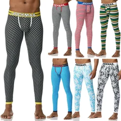 Jockmail Long Johns Mens Fashion Stripe Printing Rainbow Leaf Pattern Thermo Underwear Pants Mens Leggings Thermal UnderPants