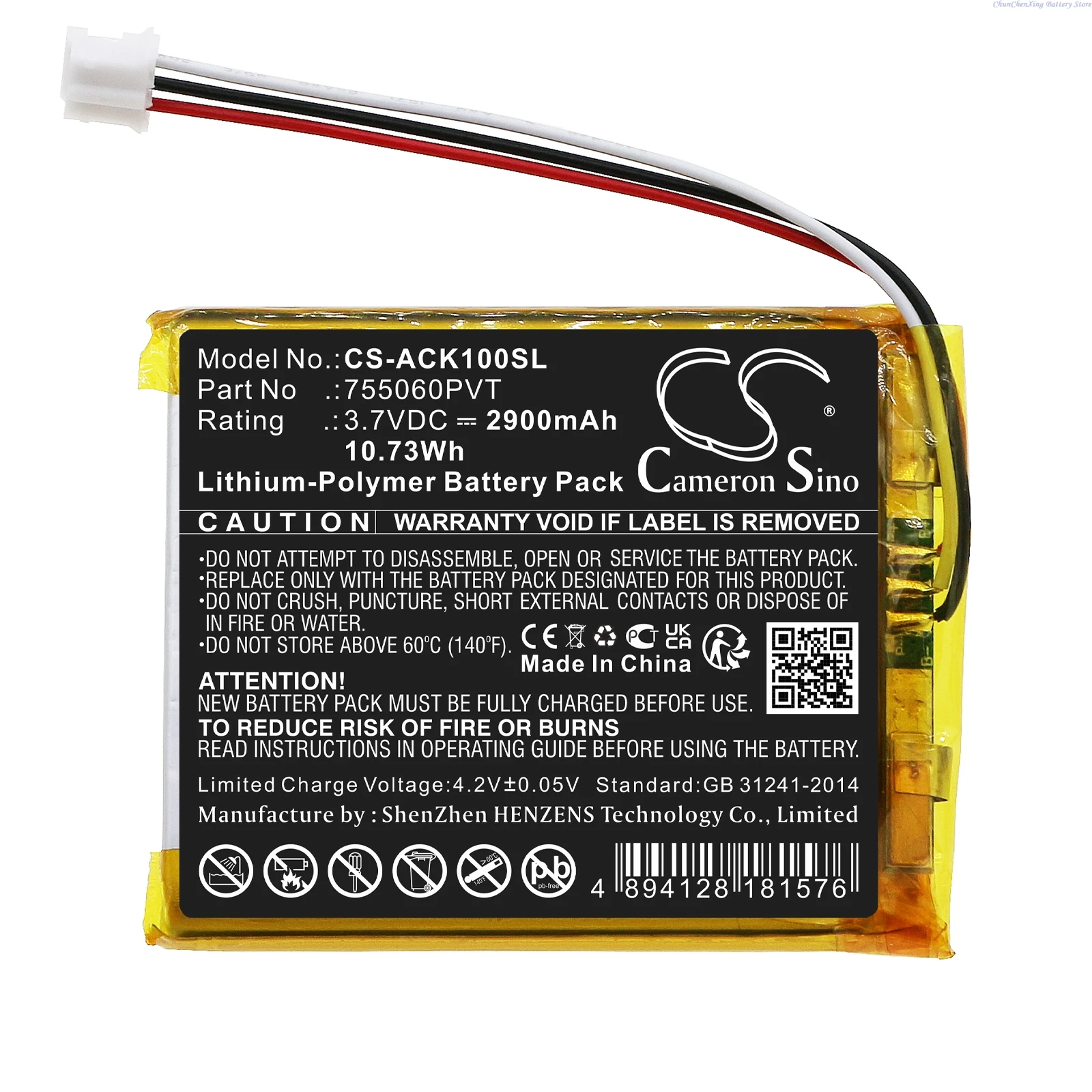 Cameron Sino 3.7V 2900mAh Diagnostic Scanner Battery 755060PVT for AUTOKEYSPROTOOL CK-100 +TOOL