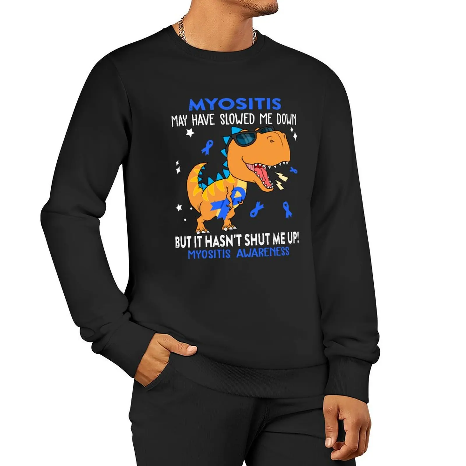 

Myositis Awareness Dinosaur Lover Myositis Warrior Gift Pullover Hoodie male clothes men's autumn clothes autumn sweatshirt