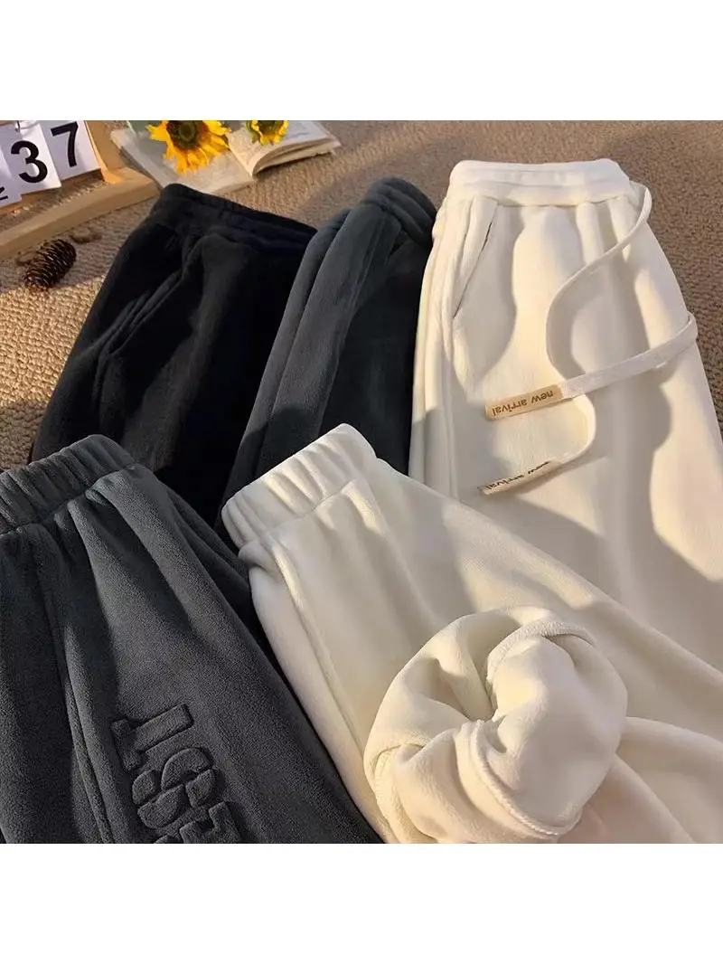 

Двусторонние утепленные флисовые спортивные брюки для мужчин, осенне-зимние, на флисовой подкладке, с манжетами, для защиты от холода в северо-восточных регионах зимой