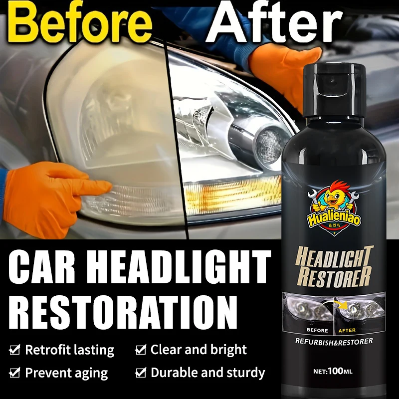 2025 Advanced Headlight Restorer Gel - Erase Yellowing & Scratches, UV Shield + Quick-Dry Formula for Crystal Clear Lights (2-Pa