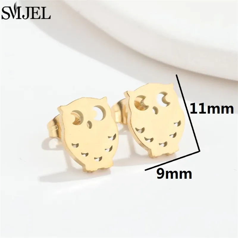 Golden Stainless Steel Mini Stud Earrings Leaf Star Tortoise Safety Pin Cartilage Ear Piercing Jewelry Cute Bowknot Mouse Studs