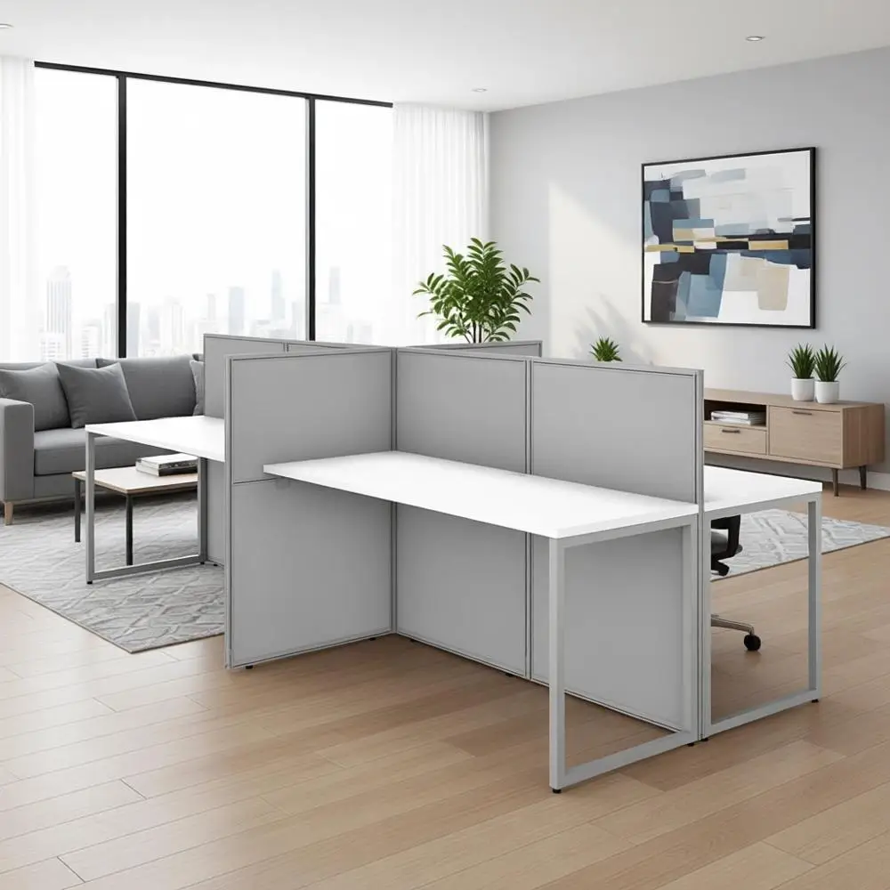 Desk with Privacy Panels, Office Collection, Personal Computer Workstation, 60x120x45