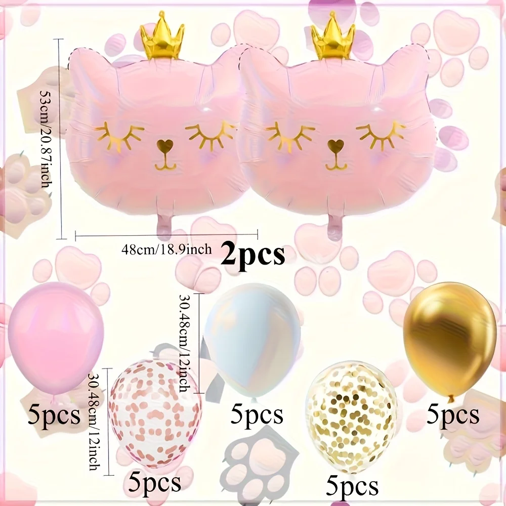 27 قطعة بالونات من رقائق الحيوانات على شكل قطة سوداء وردية اللون لتزيين أعياد الميلاد السعيدة للأطفال والبنات والأولاد وحفلات أعياد الميلاد ومستلزمات ديكور Globos #2