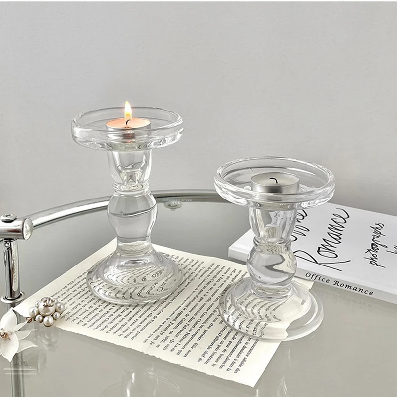 Luxury Retro Crystal Glass Candle Holder Aromatherapy Home Dinner Party Wedding Table Centerpiece Festival Gift Decor Stand