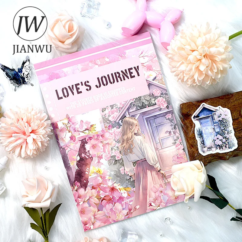 JIANWU A5 Vintage Flower Character Landscaping Material Collage Sticker Book Creative DIY Journal Scrapbooking Stationery