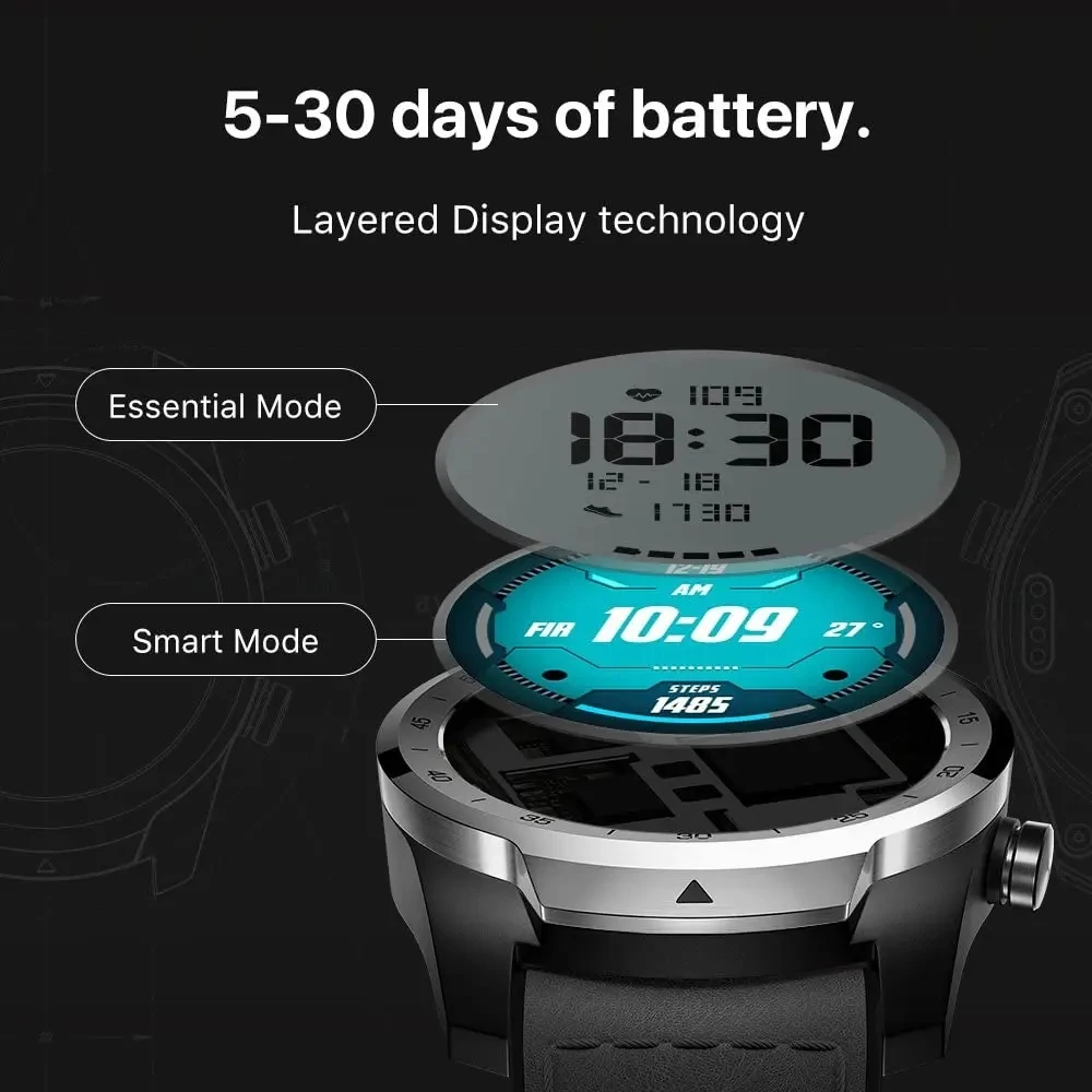 TicSmartwatch Pro Wear OS 512M Watch for iOS Android Dual-display Google Payment Built-in GPS IP68 Waterproof Display Machine