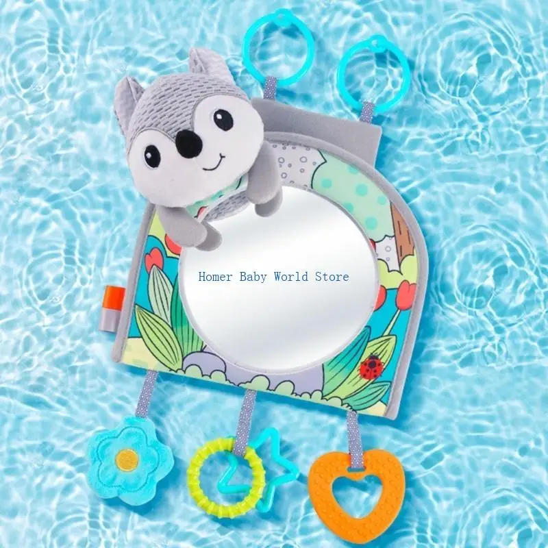 B2QD لعبة مرآة لمقعد السيارة للأطفال معلقة على شكل خشخيشات كرتونية لعربة الأطفال لعبة سيارة للرضع #5