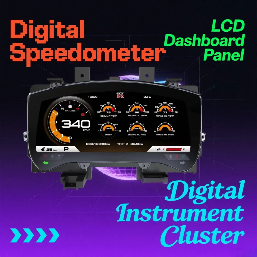 

12,3-дюймовый ЖК-дисплей с цифровой приборной панелью, CockPit для NISSAN GT-R 2008 ~ 2023 Linux, панель приборов, экран, автомобильный спидометр