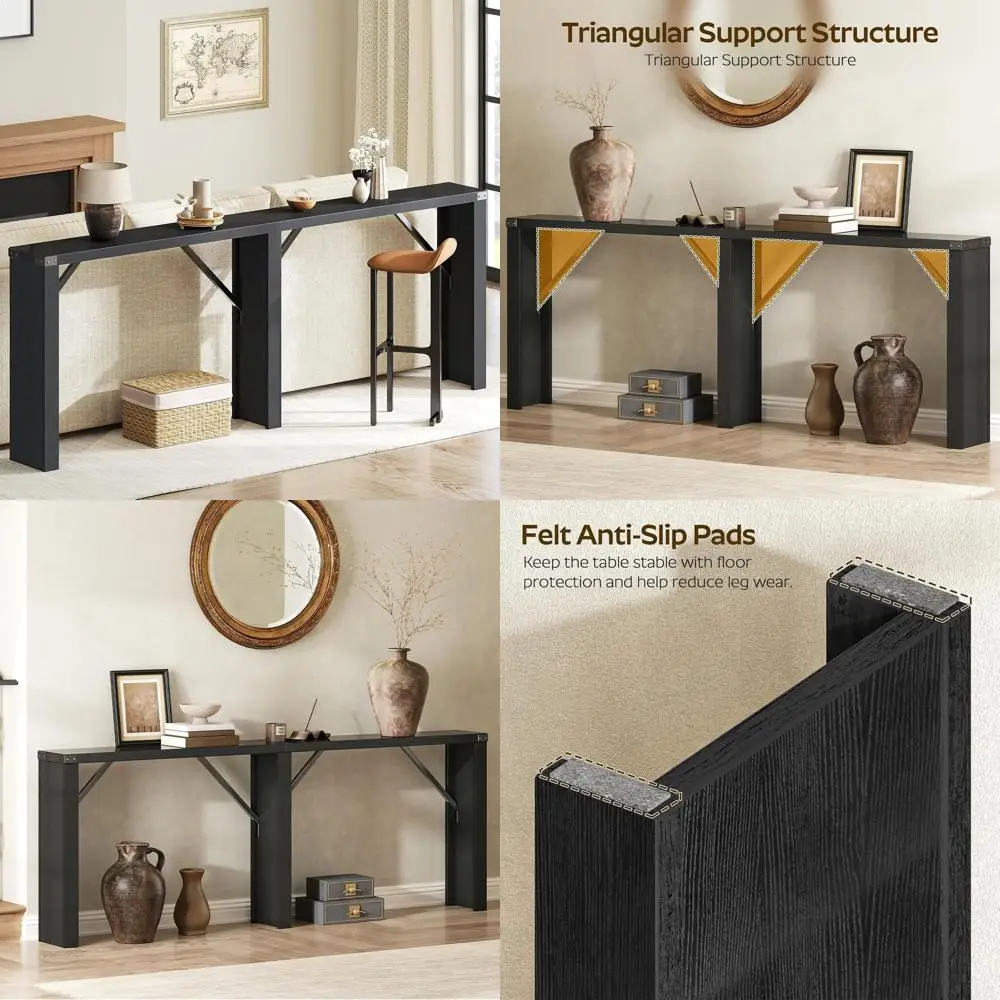 

Long 78.7 Sofa Console Table for Narrow Spaces, Suitable for Entryway, Hallway, Living Room in Black