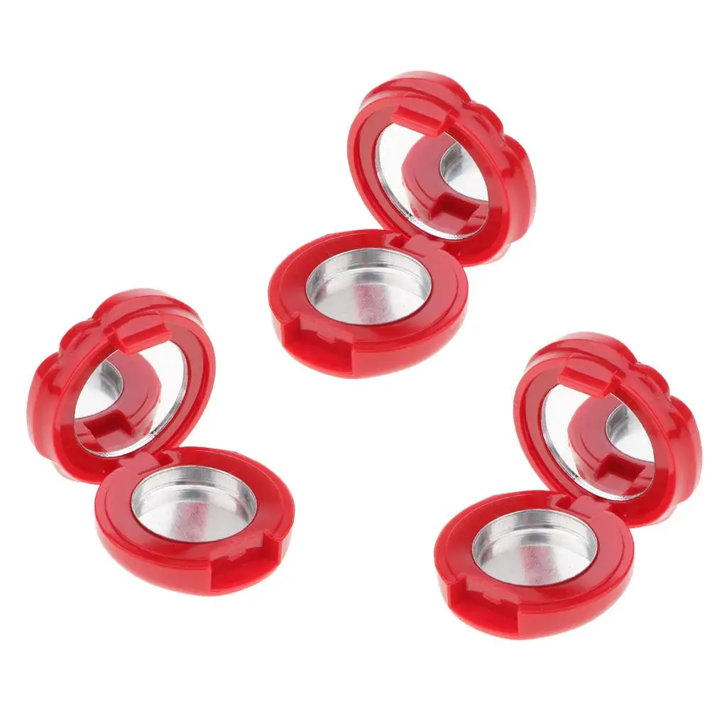 3 Stück leere rosa Hüllen roter Augenbrauen-Lippenstift-Rouge-Behälterpulver