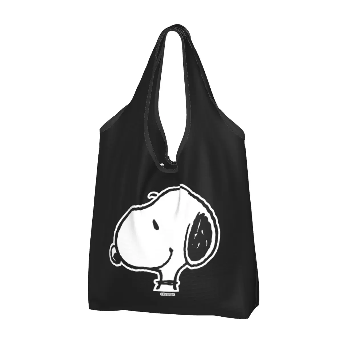 Snoopy Smile Cute Cartoon Shopping Bags Reusable Grocery Tote Bags Large Capacity Recycling Bags Washable Handbag