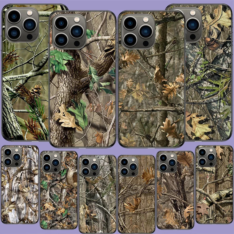 Realtree Real Tree Camo Phone Case For Apple Iphone 16 13 Pro Max Coque 15 14 Plus Clear 12 Mini 11 Pro Cover Cute Fundas Silico