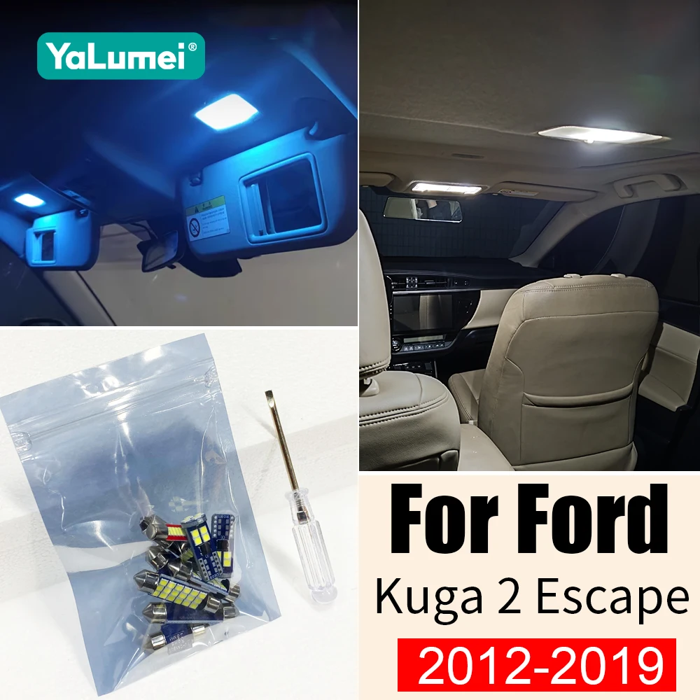 For Ford Kuga 2 MK2 Escape 2013 2014 2015 2016 2017 2018 2019 Car LED Bulbs License Plate Lamp Glove Box Foot Light Accessories